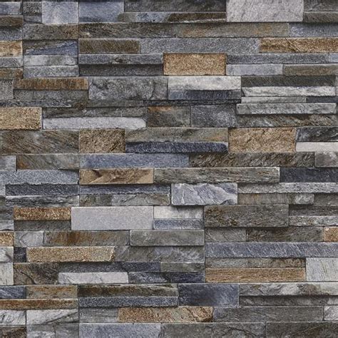 Slate Stone Brick Effect Wallpaper 3d Vinyl Textured Grey