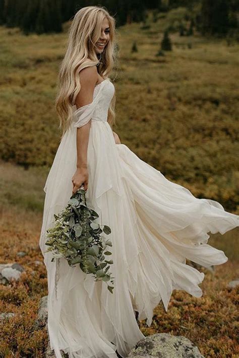 Buy A Line Chiffon Ivory Off The Shoulder Sweetheart Beach Wedding Dresses Js581 Online Jolilis
