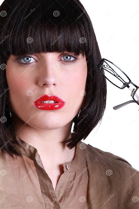 Brunette With Glasses Stock Image Image Of Mount Design 28642299