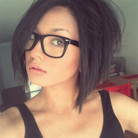 Amazing Black Bob Hairstyle With Glasses