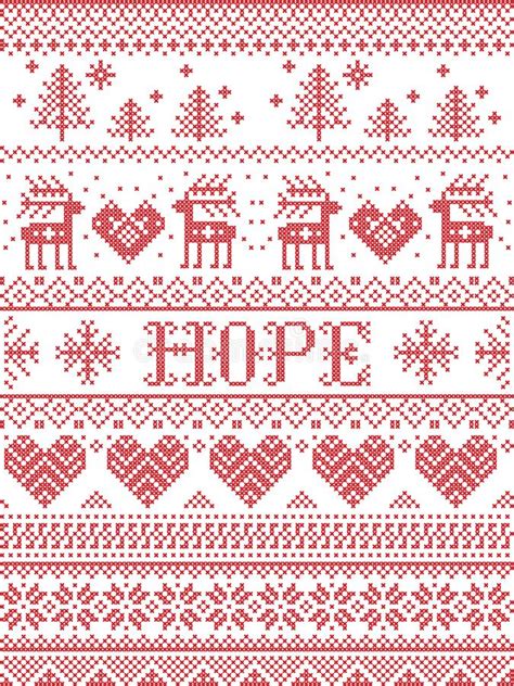 Hope Christmas Vector Pattern With Scandinavian Nordic Festive Winter