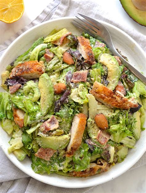 48% fat, 29% carbs, 23% protein. BLT Caesar Salad with Crispy Chicken | Recipe (With images ...