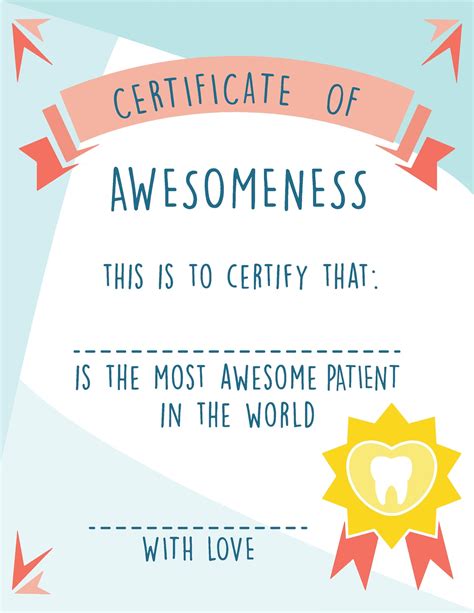 Certificate Of Awesomeness Best Patient Certificate Award Etsy
