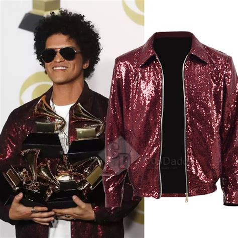 Bruno Mars Red Sequins Jacket Stage Costume For Show Cosplay Costume