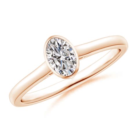 Bezel Set Solitaire Oval Diamond Engagement Ring