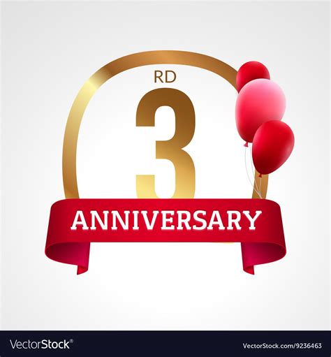 Celebrating 3rd Years Anniversary Golden Label Vector Image