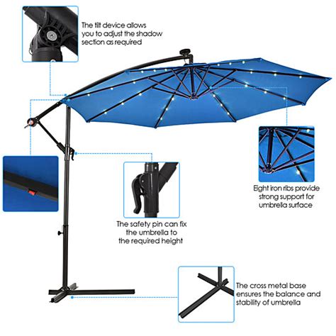 Buy Costway 10 Hanging Solar Led Umbrella Patio Sun Shade Offset