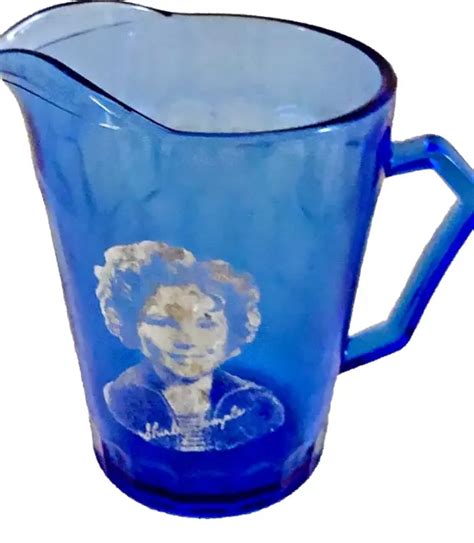 Cobalt Blue Depression Glass Pitcher Creamer Shirley Temple Hazel Atlas