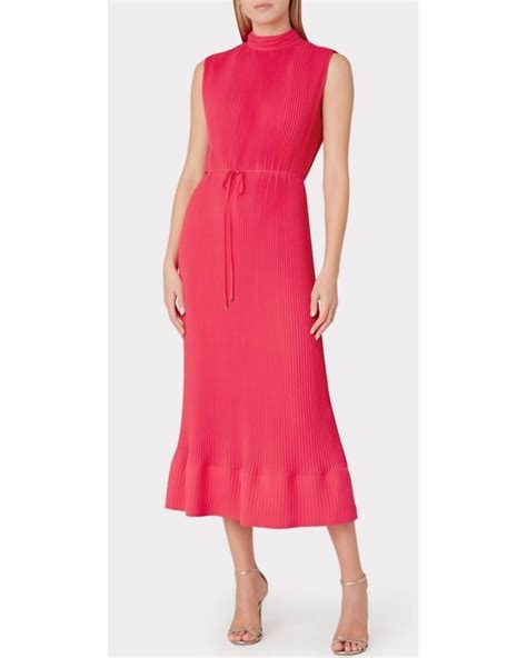 Milly Melina Dress Pleat In Red Lyst