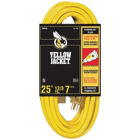 Yellow Jacket 25 Ft 123 Sjtw Outdoor Heavy Duty Extension Cord With