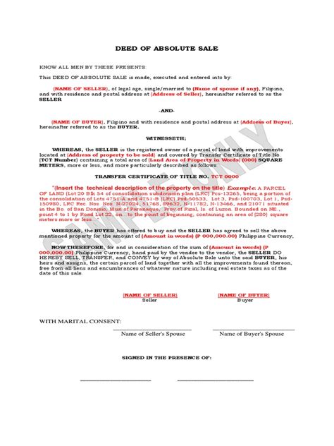 This deed of assignment transfers an endowment or other life insurance policy from trustees to beneficiary. Deed of Sale (LRA sample).pdf | Land Lot | Land Law