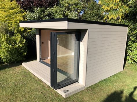 Futurewood's large range of eco friendly composite decking (co ex wrapped), screen fencing and weatherproof cladding that look and feel like real timber. 4m by 3m garden room with 3.5m bi-folding doors and ...