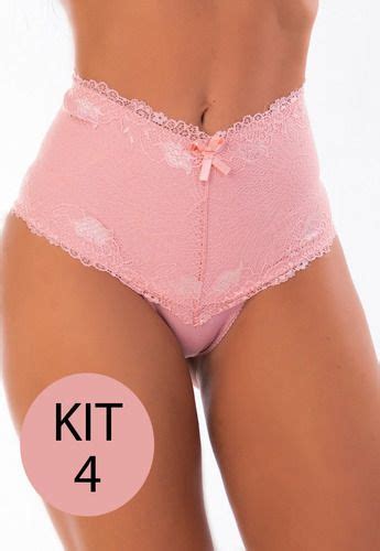 Kit 4 Calcinhas Tanga Cinta Rendada Cintura Alta R 59 39 Calcinhas