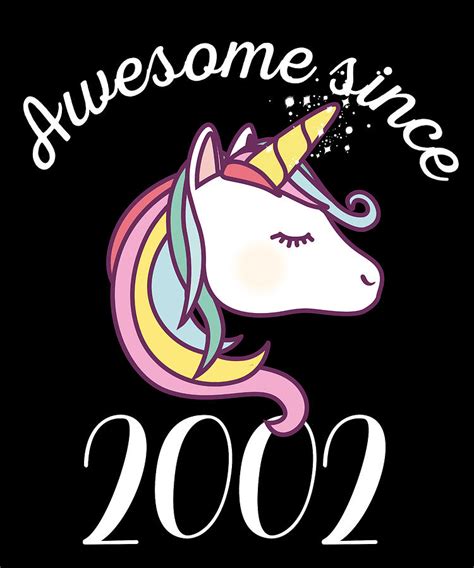 Awesome Since 2002 Funny Unicorn Birthday Digital Art By