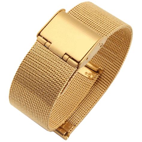 Gold Stainless Steel Band Milanese Mesh Watch Strap 8mm 10mm 12mm 14mm