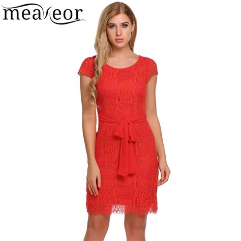meaneor fashion women dress o neck short sleeve summer dress lace party sexy dresses vestido