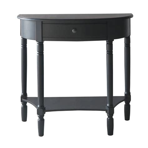 Half moon shape hall entryway table, small semi round console table with drawer and bottom shelf, narrow end table, sleek,modern, unique, contemporary design for living room, brown. Console Table, Half Moon / Black, 1 Drawer in 2020 | Console table, Half moon console table, Table