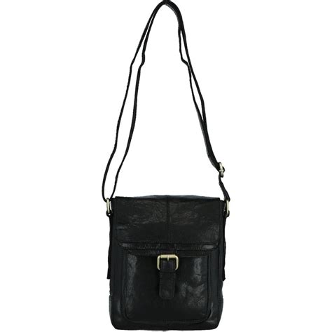 Small Vintage Wash Leather Travel Bag Black G 31