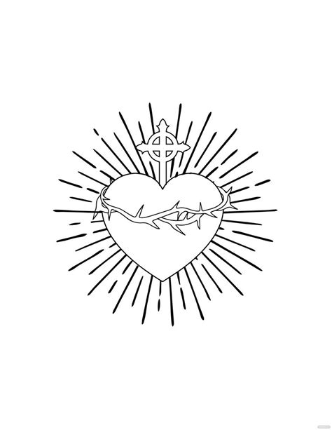 Sacred Heart Drawing In Illustrator Pdf  Eps Svg Png Download