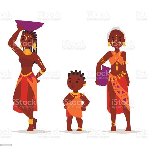 Maasai African People In Traditional Clothing Happy Person Families