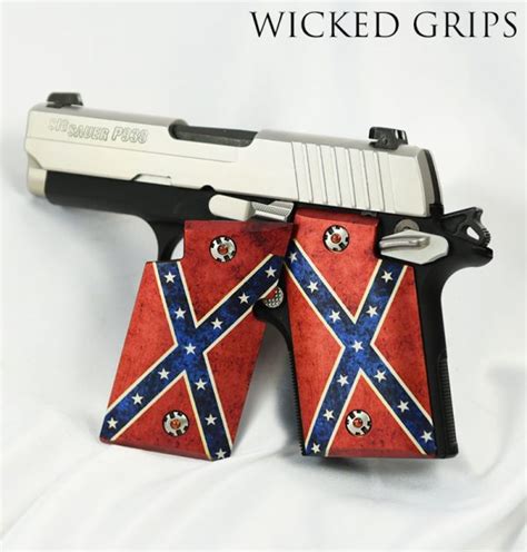 Custom Sig Sauer P938 Pistol Grips Dixie Flag Wicked Grips Custom