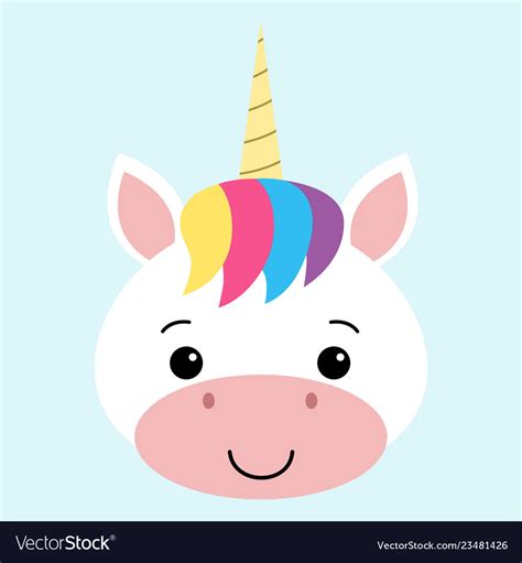 Cute Unicorn Face Cartoon Character Royalty Free Vector