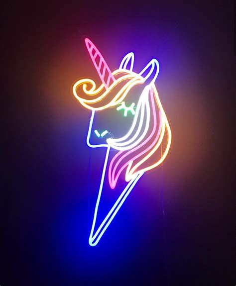 Unicorn Neon Sign For An Event Dry Styling Neon Quotes Unicorn Head