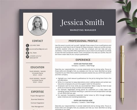 Modern Resume Template Professional Resume Template For Word Etsy