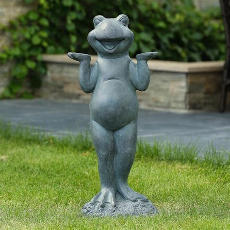 Gray Mgo Carefree Standing Frog Garden Statue Whst1170