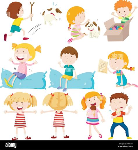 Kids Doing Different Actions Illustration Stock Vector Image And Art Alamy