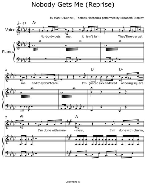 nobody gets me reprise sheet music for violin piano