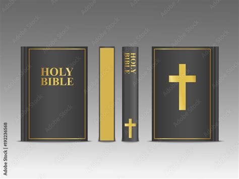 Closed Holy Bible Vector 3d Template Religion Book Mock Up With Black