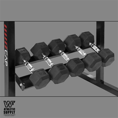 Wf Athletic Supply Rubber Coated Hex Dumbbell Set With Two Tier