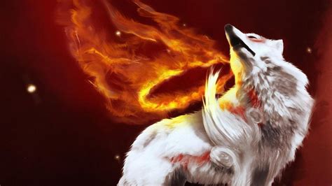 Download Wallpaper 1920x1080 Abstraction Fire Wolf Gray Light Full
