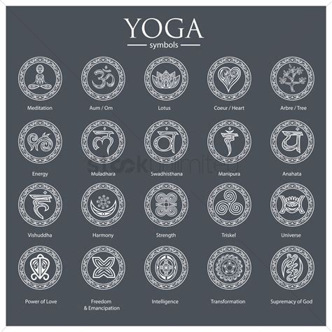 Set Of Yoga Symbols Vector Graphic Yoga Symbols Symbols Spiritual