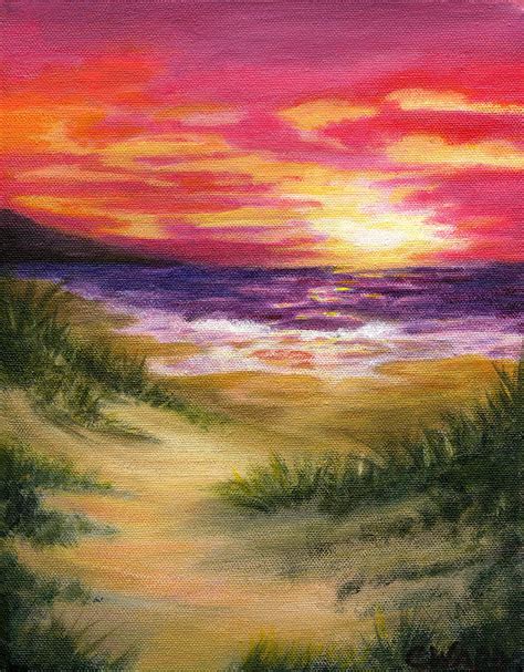 Pink Sunset Painting By C H Ward Fine Art America