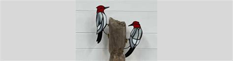 Stained Glass Woodpeckers Glass Art Two Woodpeckers On Etsy
