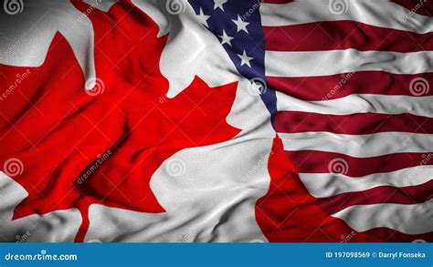 Canada Us Combined Flag Canada And United States Relations Concept