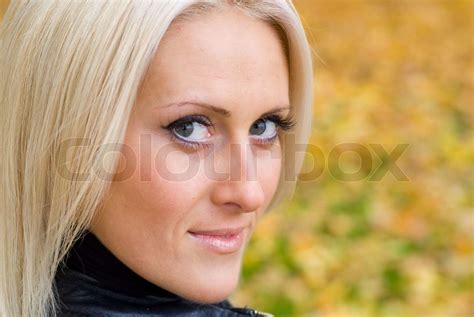 cute blonde outdoors stock image colourbox
