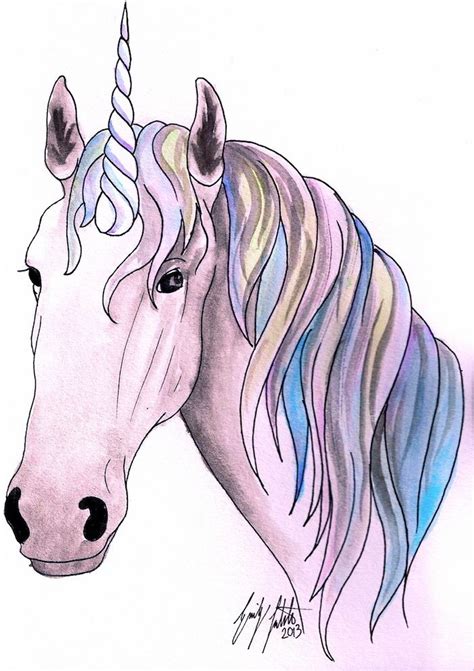 Pencil Drawing Of Unicorn Head With Rainbow Colored Mane Horn How Do