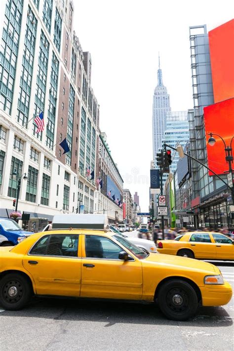 Manhattan New York New York City Yellow Cab Us Stock Image Image Of