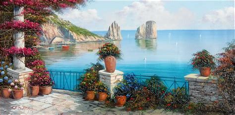 Capri Seascape Italy Painting By Ernesto Di Michele