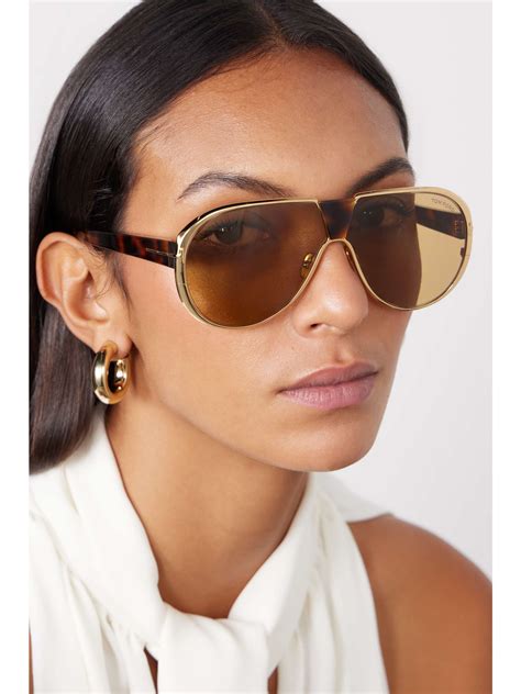 Tom Ford Eyewear Vincenzo Aviator Style Gold Tone And Tortoiseshell Acetate Sunglasses Net A
