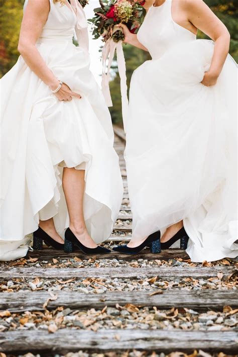 Brides Wearing Blue High Heels