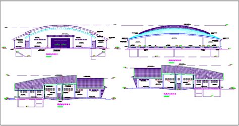Different Axis Elevation View For Auditorium Building Dwg File Cadbull