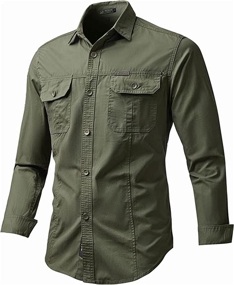 Mens Cotton Short Sleeve Cargo Shirt Military Style Tactical Shirts