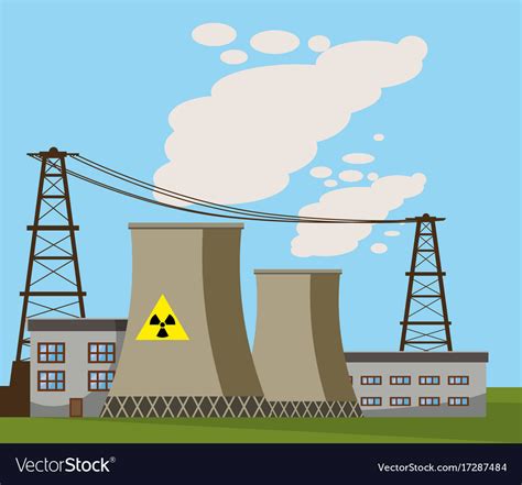 Nuclear Power Plant Icon Cartoon Style Royalty Free Vector