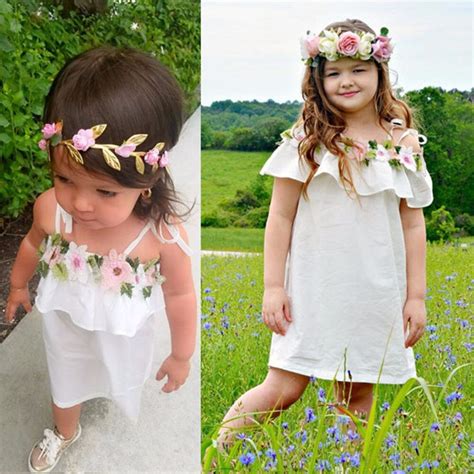 Puseky 0 24m Baby Shirt Dress Flower Applique Strappy Boat Neck