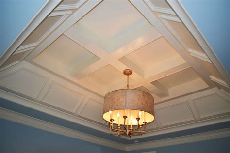 Sloped Hip Tray With Wainscotting And Beams Tray Ceiling Coffered