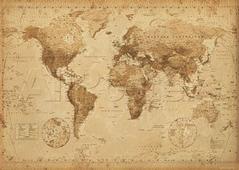 World Map Antique Photographie Sur Allpostersfr Framed World Map
